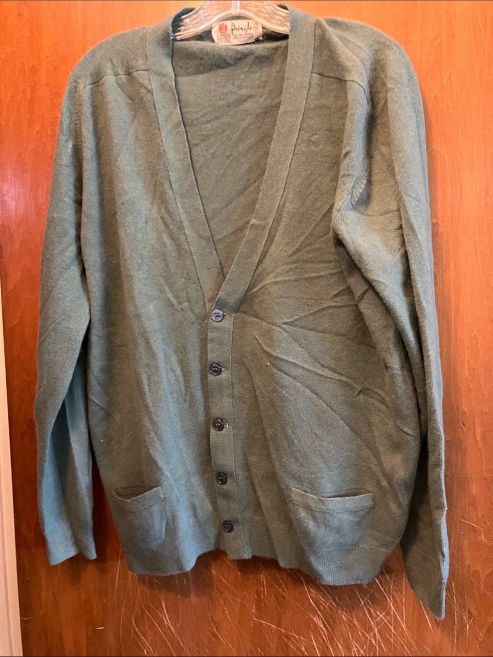 Pringle Olive/Moss Green Cashmere V‑Neck Button Cardigan Men’s Size 46